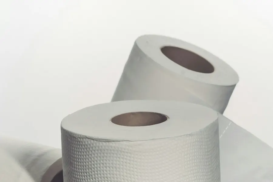 Close-up of soft embossed toilet rolls